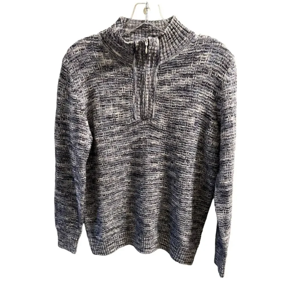 Drapes & Damons Quarter Zip Pullover Sweater Sz Mp Petite Blue White Knit Comfy - Picture 9 of 9